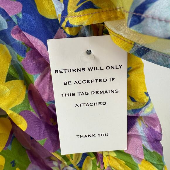 For Love and Lemons Cassia Dress Size 1X NWT Yellow Floral Ruched Midi Cocktail - Picture 10 of 16